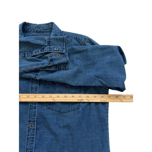 Abercrombie & Fitch Shirt Dress Womens Large Blue Chambray Lightweight Casual - Picture 8 of 10